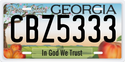 GA license plate CBZ5333