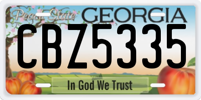 GA license plate CBZ5335
