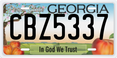 GA license plate CBZ5337