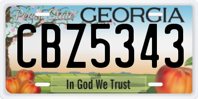 GA license plate CBZ5343