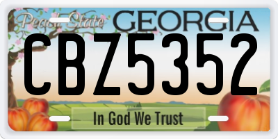 GA license plate CBZ5352