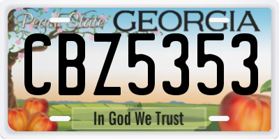 GA license plate CBZ5353