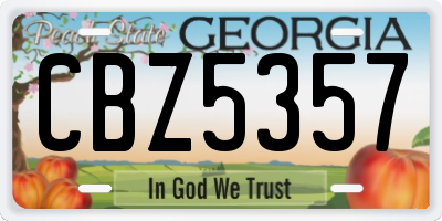 GA license plate CBZ5357