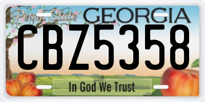 GA license plate CBZ5358