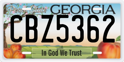 GA license plate CBZ5362