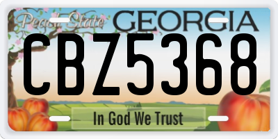 GA license plate CBZ5368