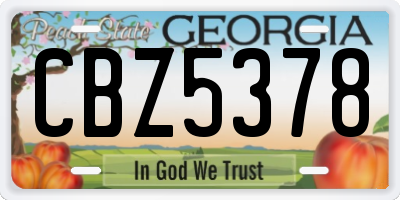 GA license plate CBZ5378