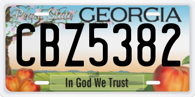 GA license plate CBZ5382