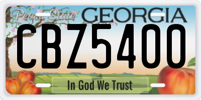 GA license plate CBZ5400