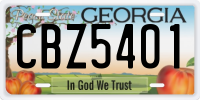 GA license plate CBZ5401