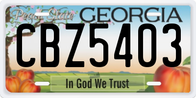 GA license plate CBZ5403