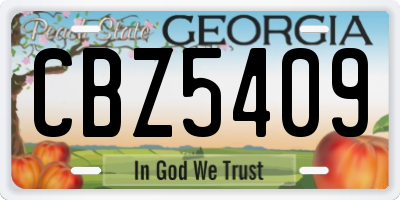 GA license plate CBZ5409