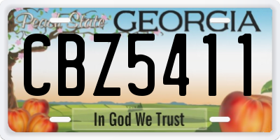 GA license plate CBZ5411