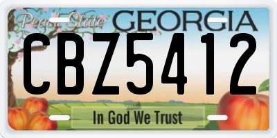 GA license plate CBZ5412