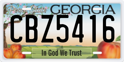 GA license plate CBZ5416