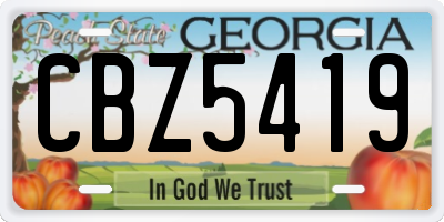 GA license plate CBZ5419