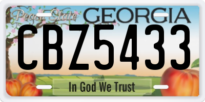 GA license plate CBZ5433