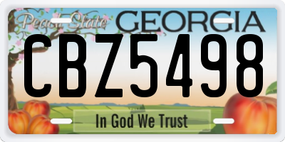 GA license plate CBZ5498