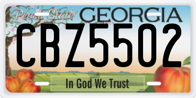 GA license plate CBZ5502