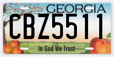 GA license plate CBZ5511