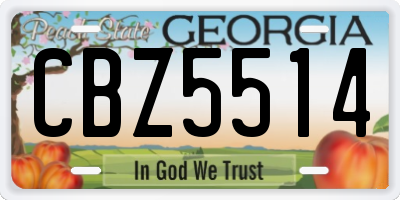 GA license plate CBZ5514