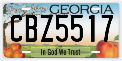 GA license plate CBZ5517