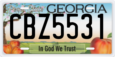 GA license plate CBZ5531