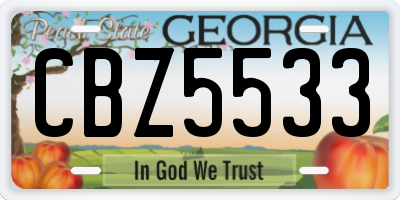 GA license plate CBZ5533
