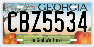 GA license plate CBZ5534