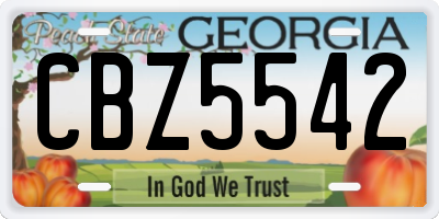 GA license plate CBZ5542