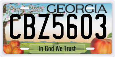 GA license plate CBZ5603