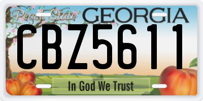 GA license plate CBZ5611