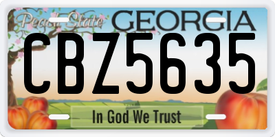 GA license plate CBZ5635