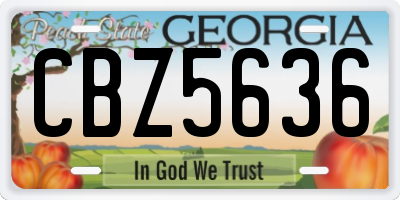 GA license plate CBZ5636