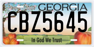 GA license plate CBZ5645