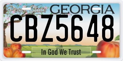 GA license plate CBZ5648
