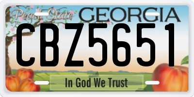 GA license plate CBZ5651