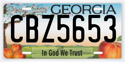 GA license plate CBZ5653