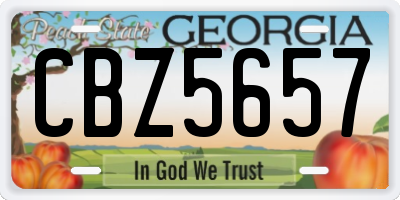 GA license plate CBZ5657
