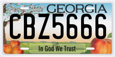 GA license plate CBZ5666