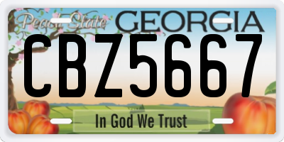 GA license plate CBZ5667
