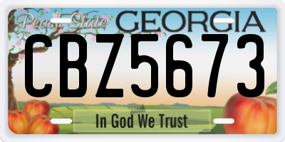 GA license plate CBZ5673