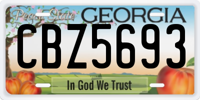 GA license plate CBZ5693