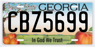 GA license plate CBZ5699