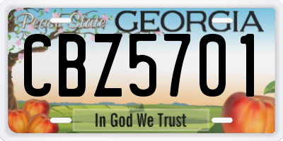 GA license plate CBZ5701