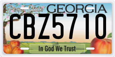 GA license plate CBZ5710