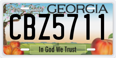 GA license plate CBZ5711