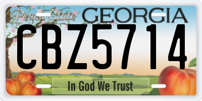 GA license plate CBZ5714