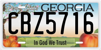 GA license plate CBZ5716
