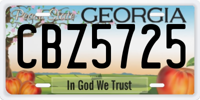 GA license plate CBZ5725